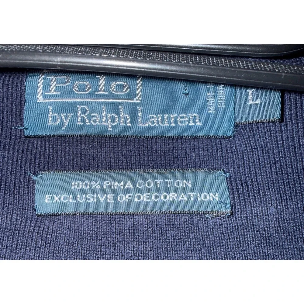 Polo Ralph Lauren‎ Sweater Vest Mens Large Blue Pima Cotton V-Neck Preppy